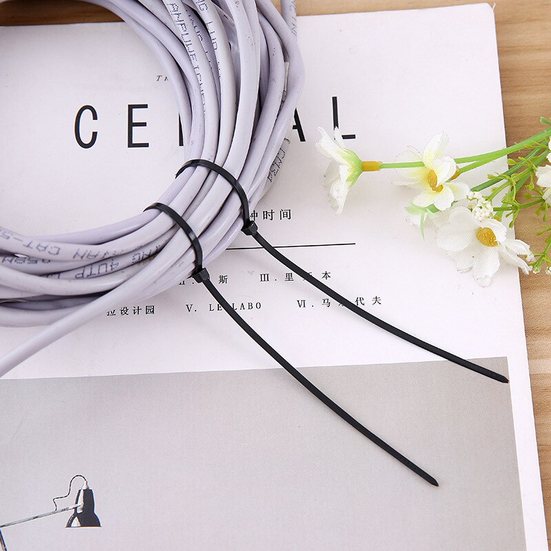 100pcs Self-Locking Plastic Nylon Wire Cable Ties Zip Tie Black White Cable Ties Fasten Loop Cable Various Specifications