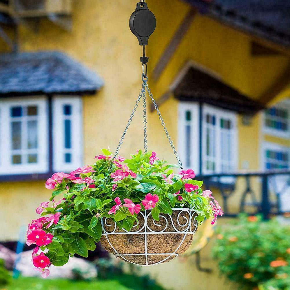 Panier suspendu rétractable à poulie, pour jardin, Pots de plantes, bassin suspendu, crochet de poulie rétractable pour serre