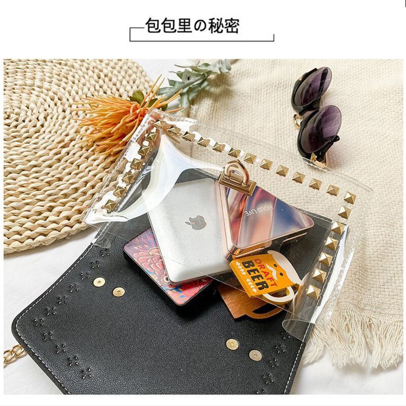 PU Leather Purses and Handbags PVC Rivet Decoration Bags for Women Girls Female Shoppers Casual Wallets