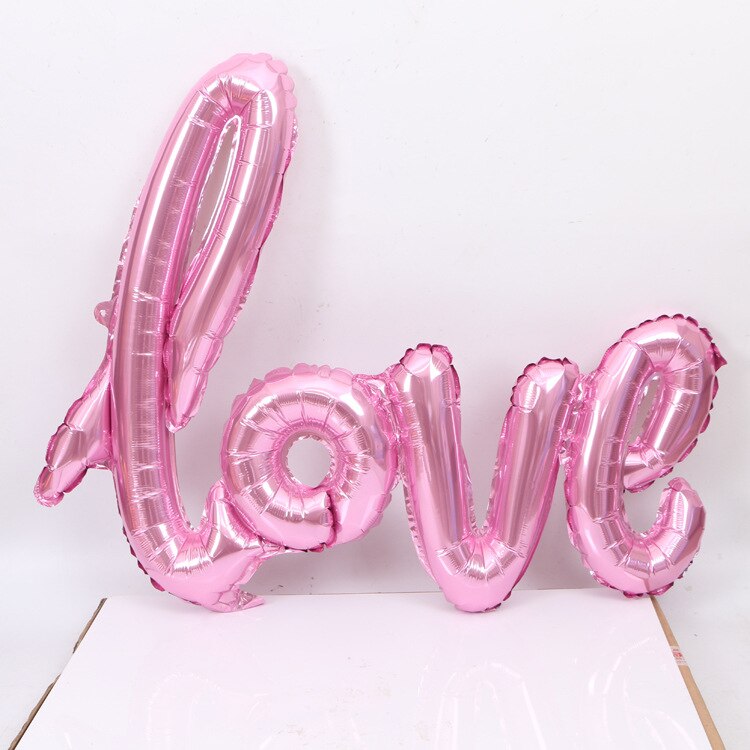 Bruiloft Ballonnen Ligaturen Liefde Brief Folie Ballon Anniversary Valentines Verjaardagsfeestje Decoratie Photo Booth Props: Roze / 73cm