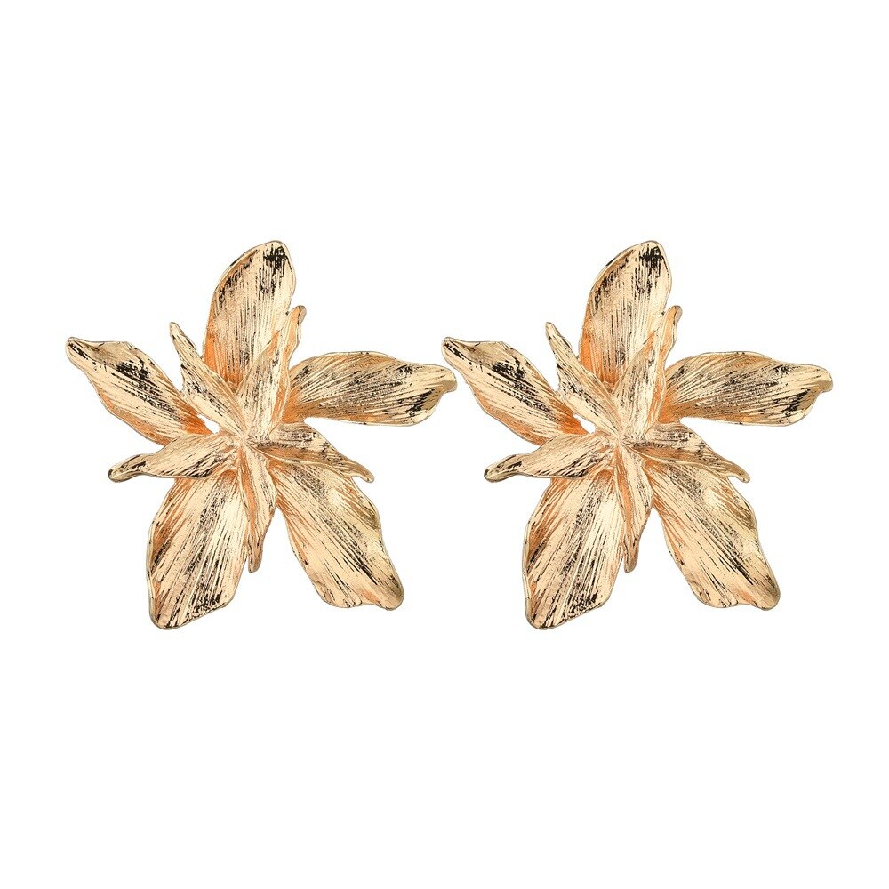 Gull stor blomst dingle øredobber for kvinner trendy metall floral fest smykker pendientes: E881 jin