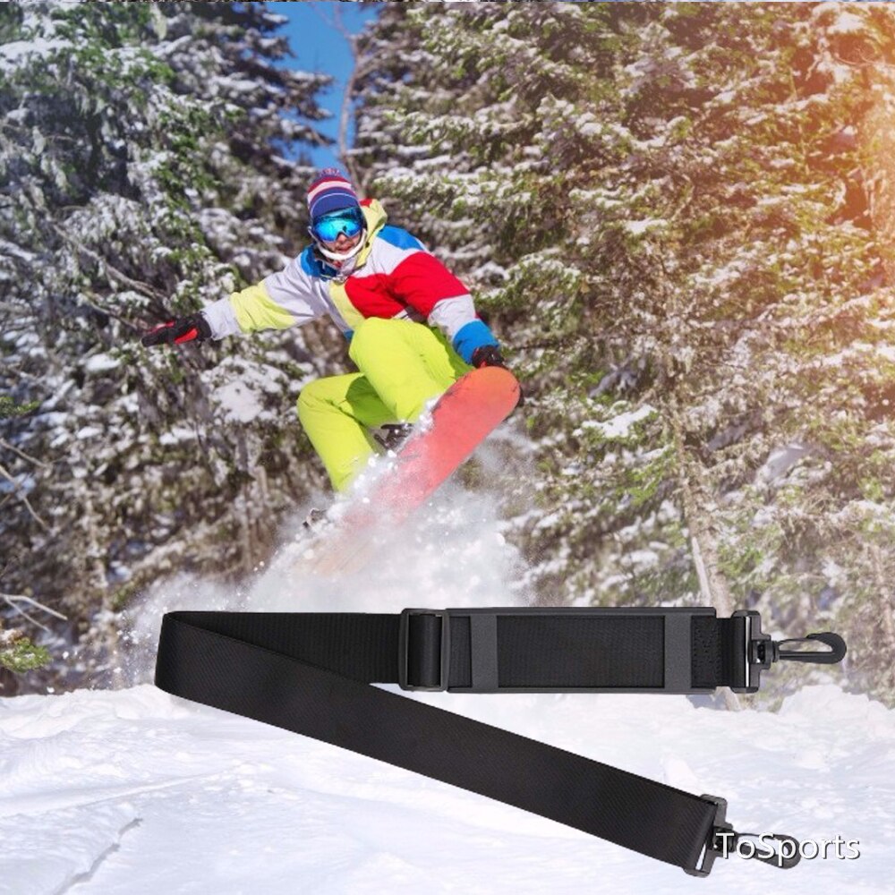 Nylon skiløb justerbar skistang skulder håndholder lash håndtag stropper sort skulderrem 75-120cm beskytte ski snowboard