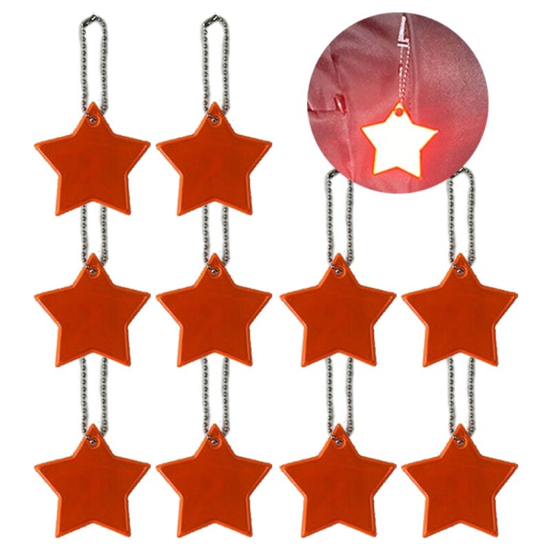 10Stck Art Sicherheit Reflektoren Schlüsselanhänger Stilvolle Reflektierende Sterne Getriebe Rucksäcke Kinderwagen Jacken Sicher Reflektor Keychain