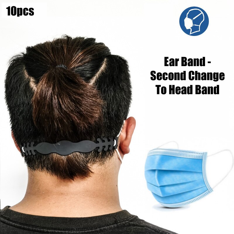 10 stk hovedbæltebånd til engangsmaske ørebånd andet skift hovedbælte maske ledsager udløser tryk på øre arbejdssikkerhed: Sort