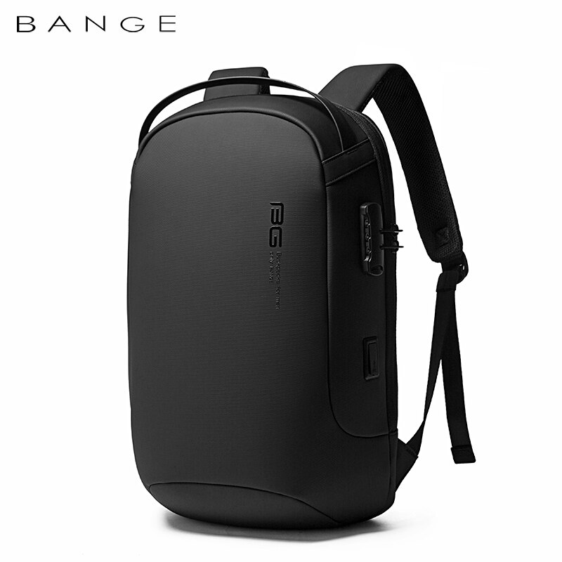 BANGE Anti Theft Men Backpack Waterproof USB Charging Backpacks 15.6 Inch Laptop Bag Business Travel Bag Backpack: Black