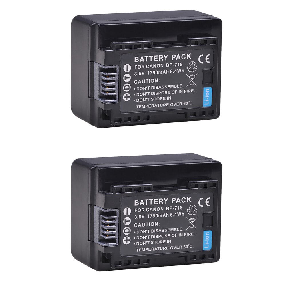 2Pcs BP-718 BP718 Battery for Canon BP 718 BP-727 BP-709 CG-700 VIXIA HF M50 M500 M52 R300 R32 R40 R42 R50 R52 R500 battery