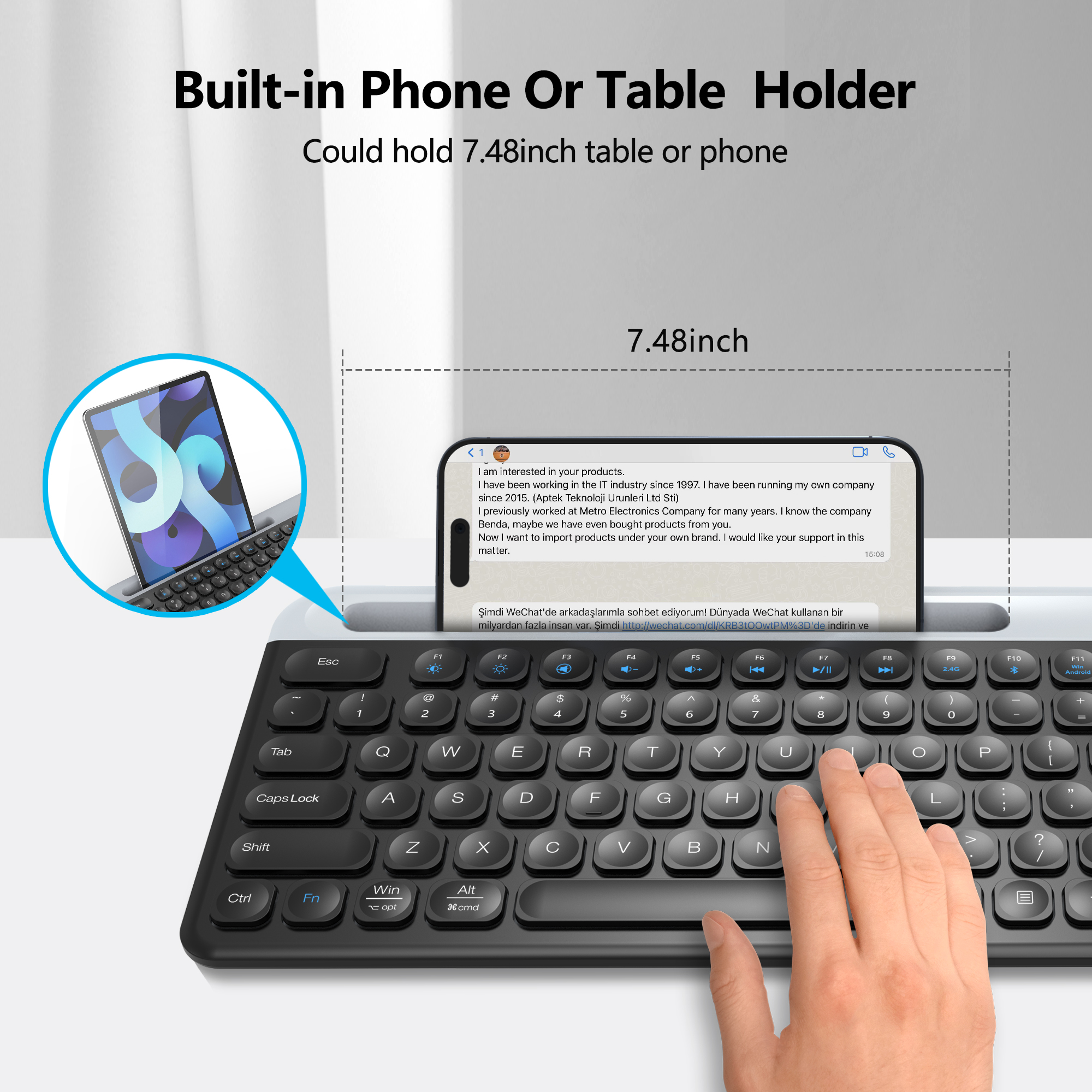 K580 noir blanc sans fil Bluetooth double clavier Ultra-mince Portable ordinateur Portable téléphone Portable tablette Ipad clavier