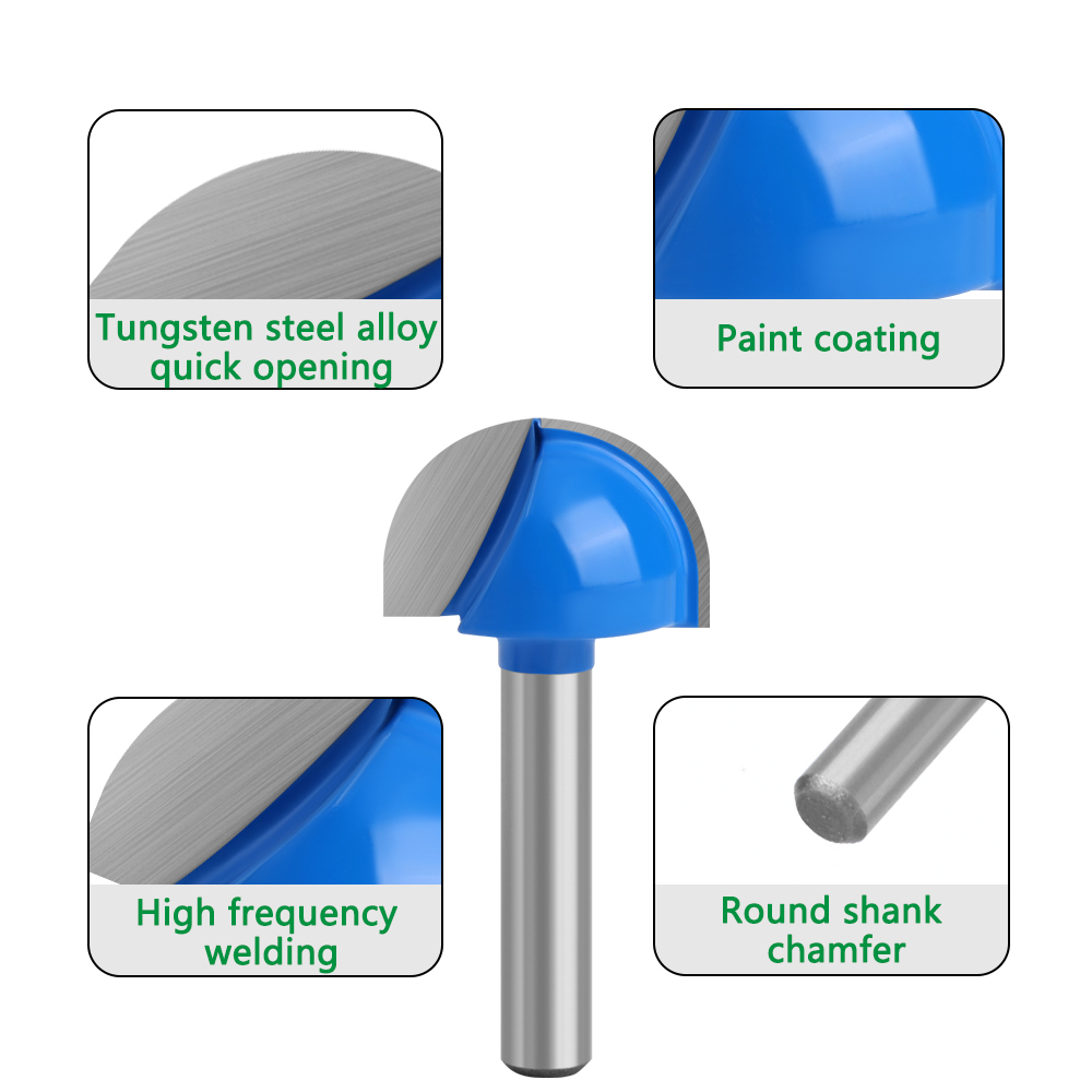 LAVIE-Juego de brocas para enrutador de punta esférica, vástago de 6mm y 1/4, fresa redonda para madera, caja central de radio CNC, herramientas de carburo sólido, 8 Uds.