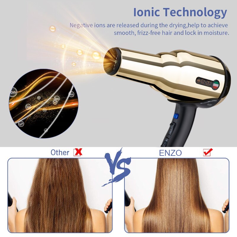 ENZO – diffuseur de sèche-cheveux 7500W, puissant, brosse, moteur AC tout en métal, vent fort, outils de Salon de coiffure, buse