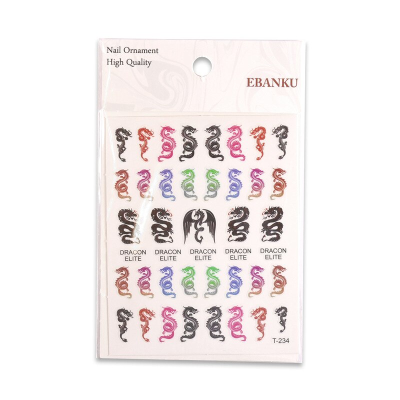 Chinese Dragon Nail Art Stickers Punk Nail Decals Waterproof Nail Decoration Colorful Dragon Element Nail Accesories For Nails