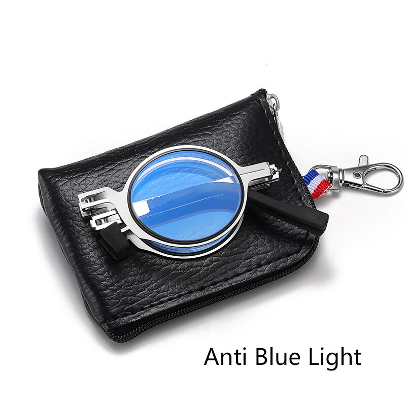 2022 Silver Folding Reading Glasses Men Women In Case Full Frame Anti Blue Light Presbyopic Glasses Gafas De Lectura Hombre: +200 / round with case