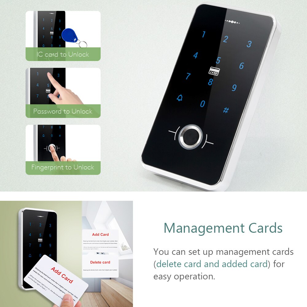 HOMSECUR IP67 Fully-potted Waterproof Door Access Control System IC Keypad 13.56MHz with Fingerprint Access+Wiegand 26 Output