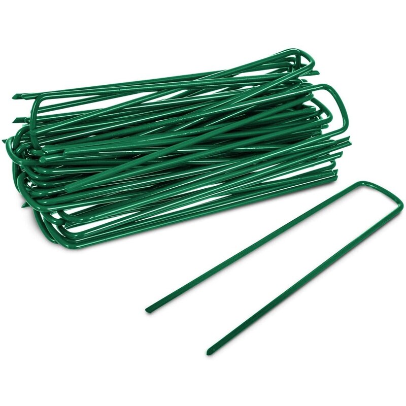 50 Garden U-Shaped Stainless Steel Nails + 50 Gaskets, Used for Garden Ground Turf Lawn Fixation