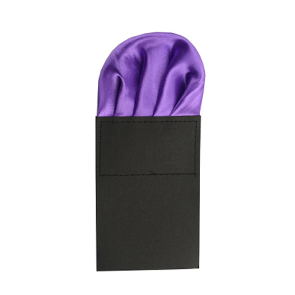 Men Solid Plain Satin Pre Folded Pocket Square Wedding Party Hanky Handkerchief BWTYY0507: Purple