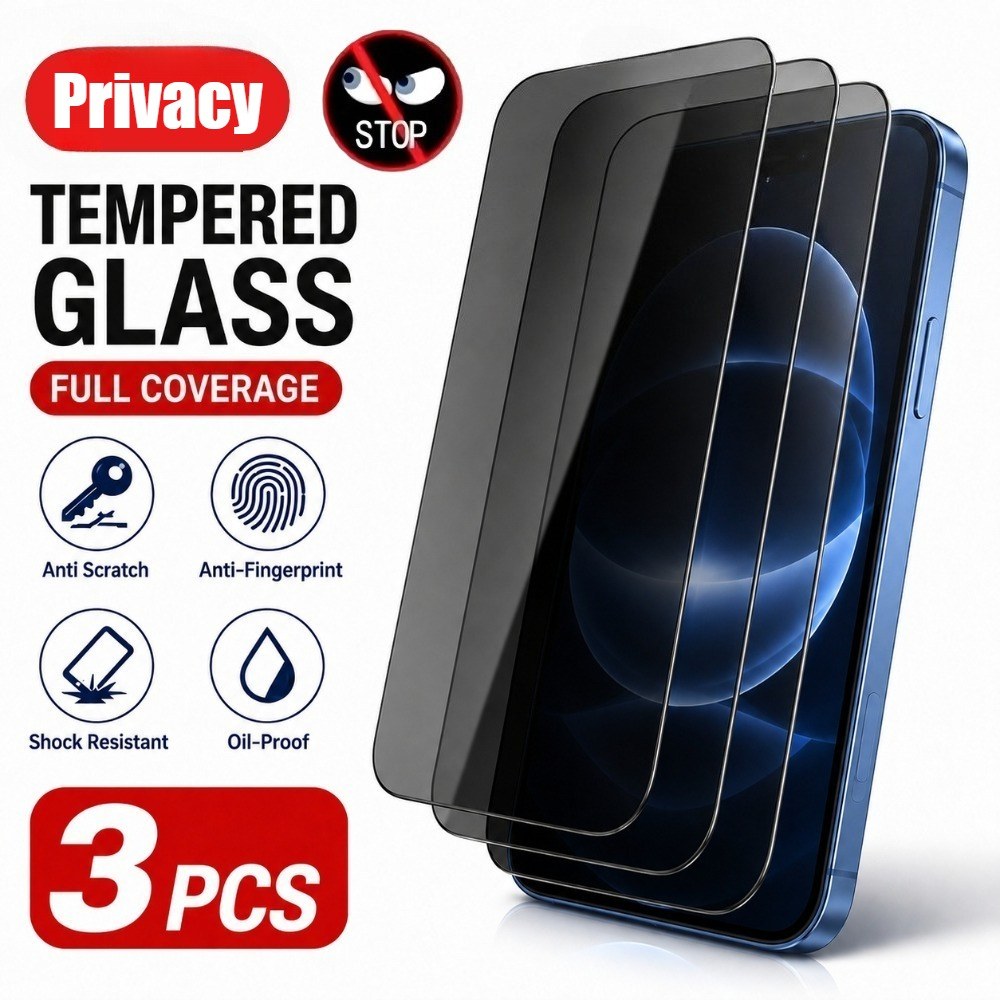 3 stuks anti-spionage full screen beschermfolie voor iPhone 17/16/15/14/Pro Max/17e/16e/Air/gehard glas voor iPhone 15/14/Plus/13/12/11/Pro