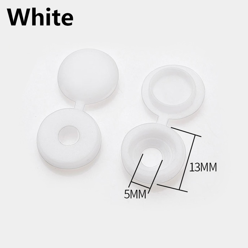 100Pc Screw Cover Fold Caps Button Plastic For Car Furniture M4 M5 Self-tapping Decorative Cover Prevent Dust Hardware Screw Cap: White