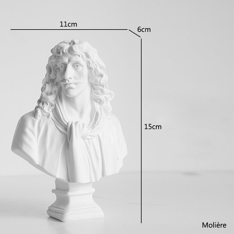 Kodin sisustus hartsi taide käsityöt kreikkalainen patsas mytologia david pään rintakuva mini-eurooppa michelangelo veistos luonnos harjoitus: Moliere