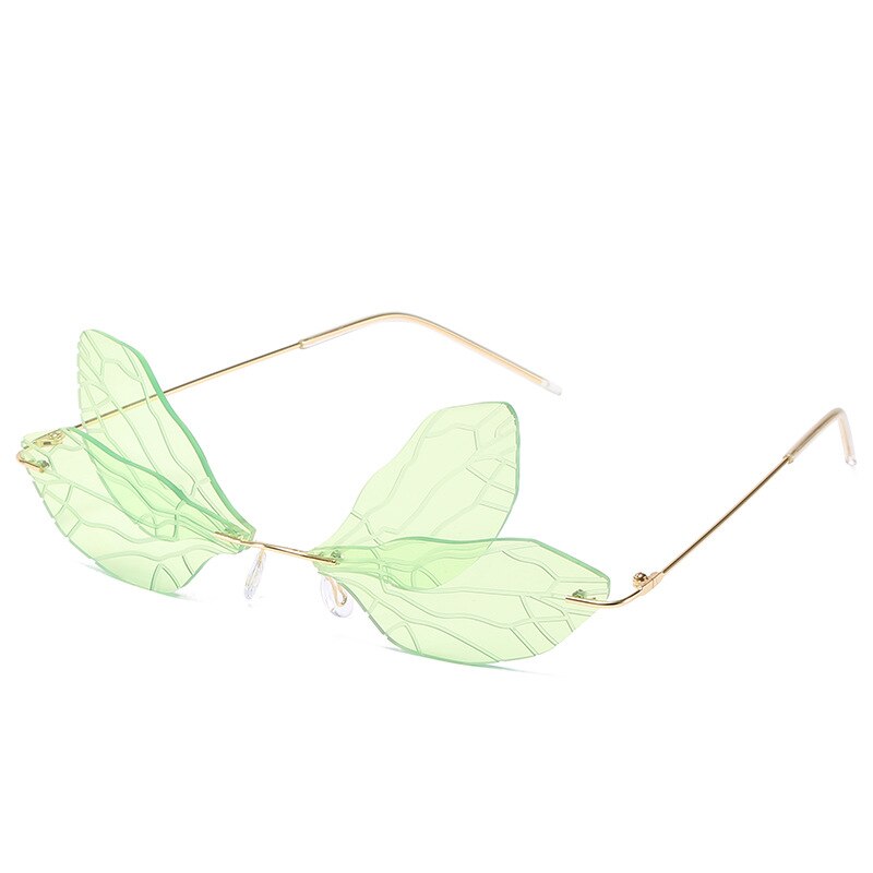 Dames zonnebril zonder montuur, vintage libelle, steampunk zonnebril, heren montuurloos, gradiënt, heldere glazen, zonnebrillen, oculos: 2