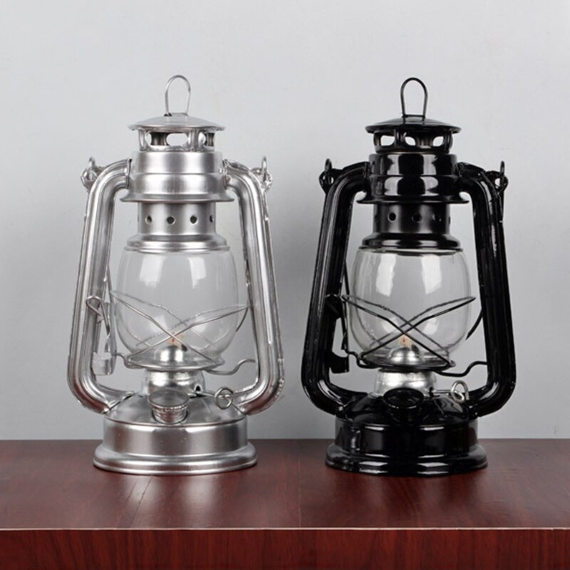 Lámpara de queroseno Retro clásica, linternas regulables, mecha, portátil, decoración de Camping, HX6D