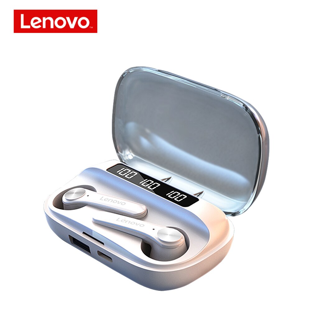 wireless headphones by Lenovo QT81 TWS Earphone bluetooth IPX4 Waterproof Sports HIFI Touch Button Headset with mic 1200mAh Box: Upgrade White