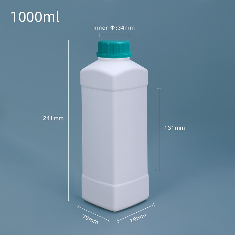 Plastic Bottle with Blue Cap HDPE Material Storage Container for Liquid Reagent Food Grade Sample Bottle: 1000ML Square 2