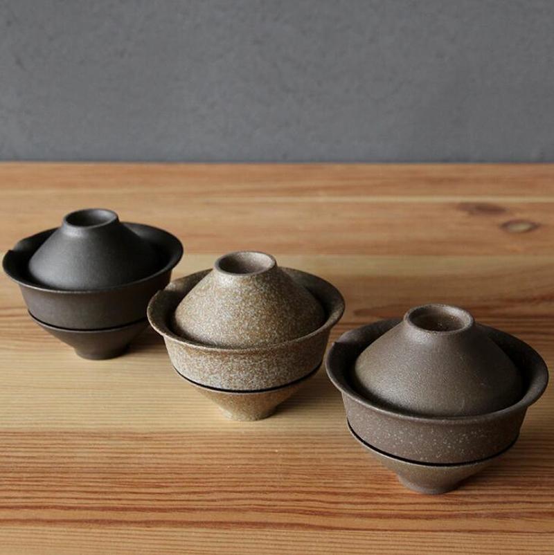 Ceramic Tea Cup Set Portable Japanese Travel Teaware Kung Fu Tea Cup 1 Pot 2 Cups Home Office Travel Vintage Drinkware Gaiwan