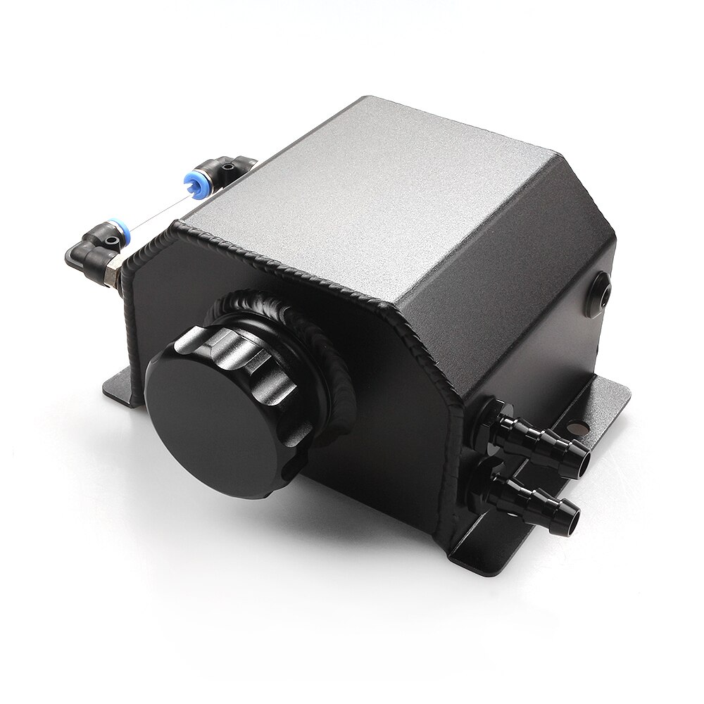 Universal 1L/2L Aluminum Oil Catch Can Reservoir Tank Engine Coolant Radiator Overflow Oil Fuel Tank With Drain Plug Breather: black