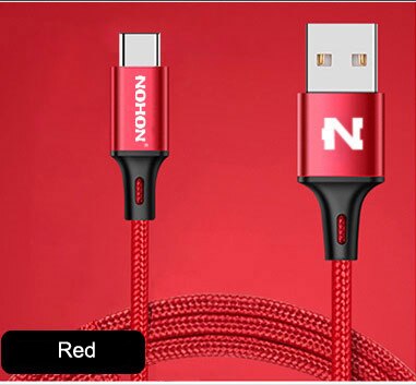 Original NOHON USB Type-C Cable Fast Charger Cable For Samsung Xiaomi Nokia LG MacBook Huawei Type C USB Cable Data Sync Wire: Red