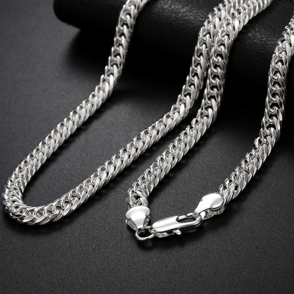 Fin 6mm geometri kæde 925 stempler sølv halskæde til mænd & #39 ;s kvinder luksus fest bryllup smykker jul