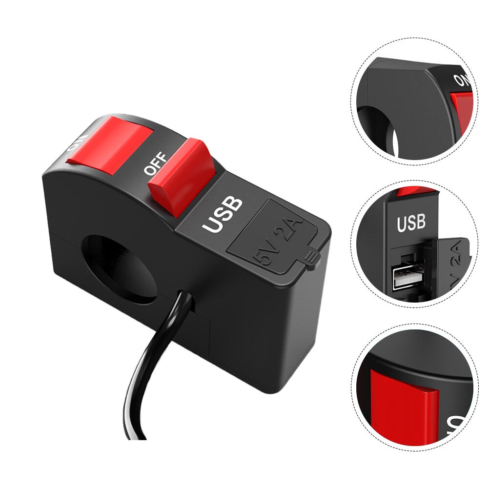 12V moto phare commutateur USB chargeur de voiture guidon contrôle connecteur