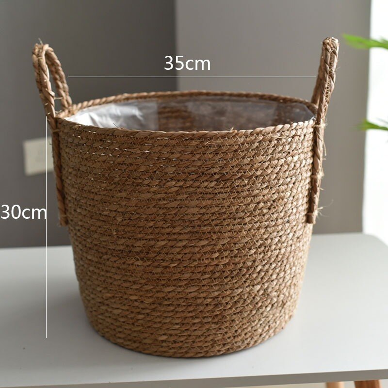 Pot de fleur panier de rangement en paille plantes vertes en Pot panier de fleurs sol tissé à la main intérieur Pot de fleur jardinières Pots jardinières