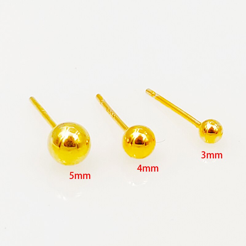 Juego de 3 pares de pendientes de plata de ley 925, pendientes de botón con bola de 2mm 3mm 4mm, pendiente de plata pequeña: gold ball stud