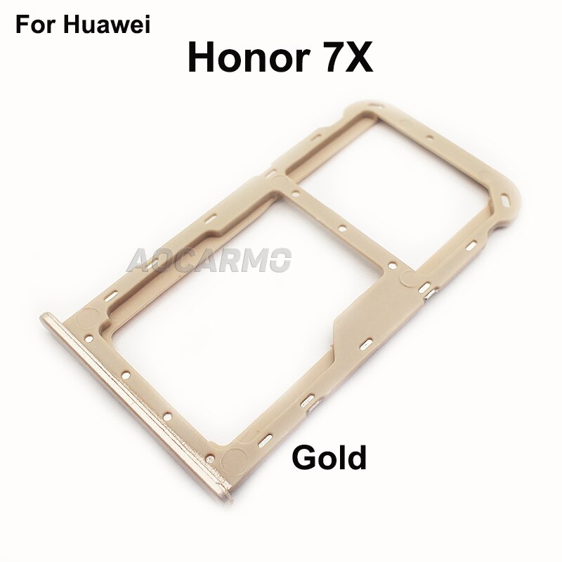 Aocarmo SD MicroSD titular Nano bandeja de ranura para tarjeta Sim Huawei Honor 7X piezas de repuesto: Gold