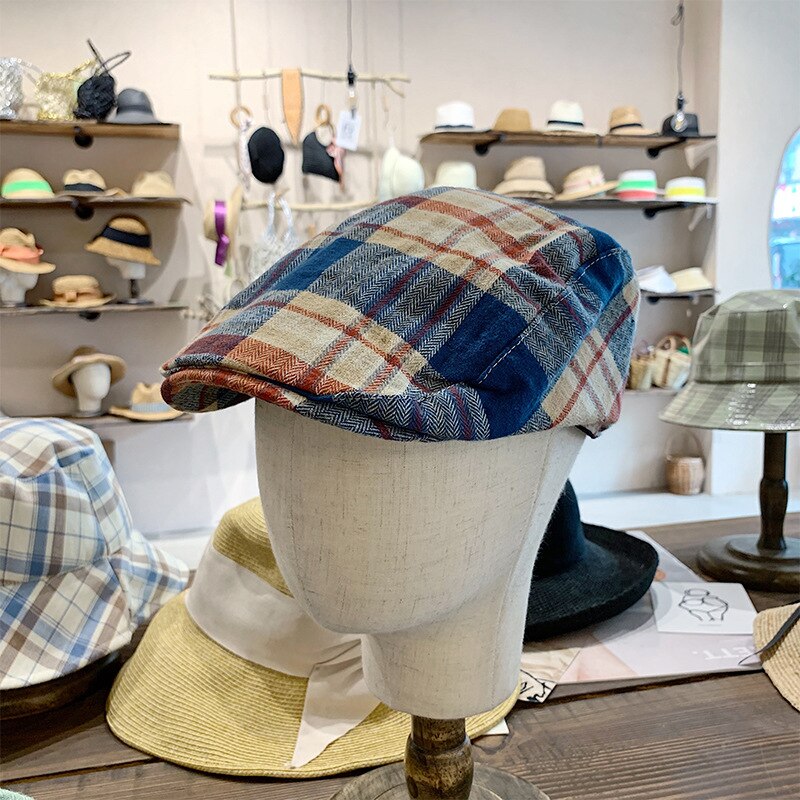 ¡Otoño 202007-JS095! Sombrero de ocio estilo escolar entramado clásico inglés, gorra con visera para hombres y mujeres