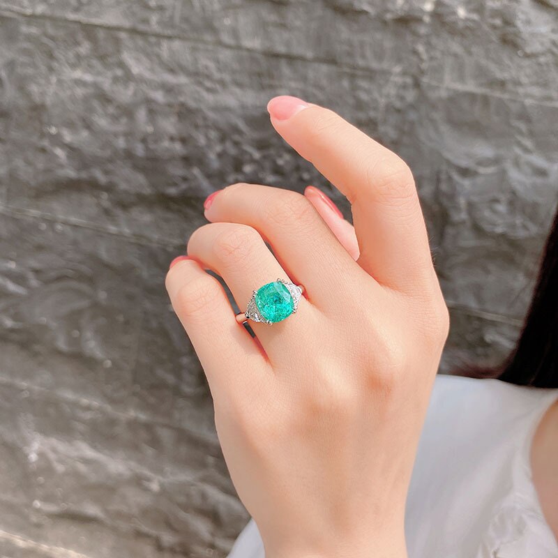 Qtt Mode Ronde Paraiba Toermalijn Ringen Vintage Klassieke Sieraden Voor Vrouwen Wedding Engagement