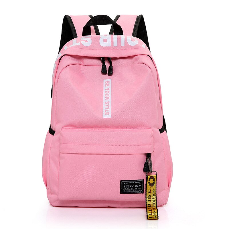 Sacs d'école tendance pour adolescentes et garçons, sac à dos en Nylon solide noir rose, grand cartable pour écoliers: Rose