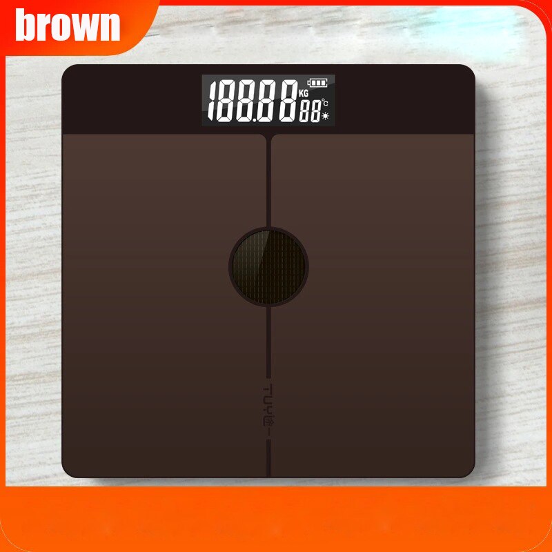 Light energy Solar charging Smart Weighing Scale CE Certification Digital Function Screen Intelligent gravity sensor scale: Brown