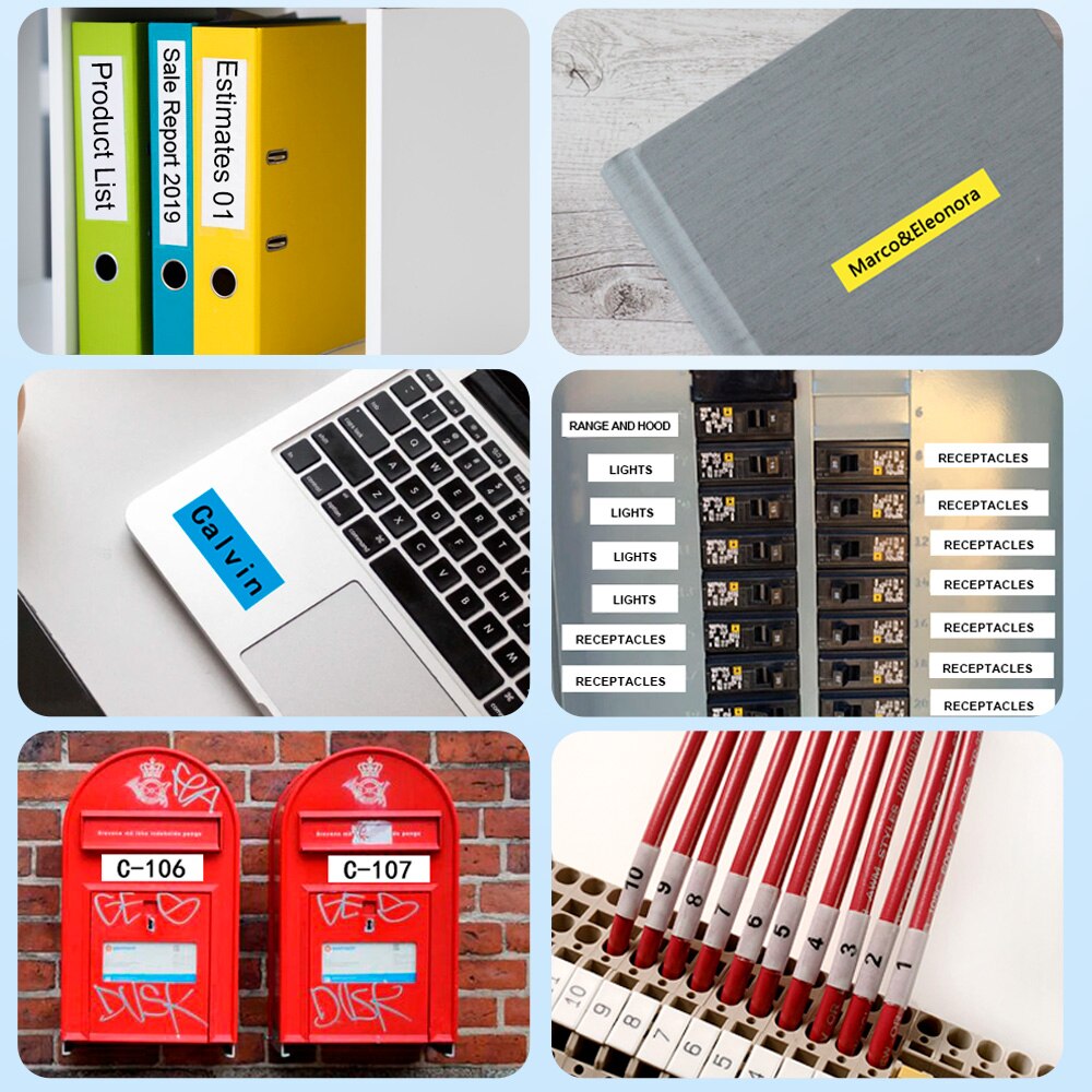 10PK Label Tape for Brother P-touch PT-80 - 12mm x 8m - Compatible with MK-231/MK-431/MK-631