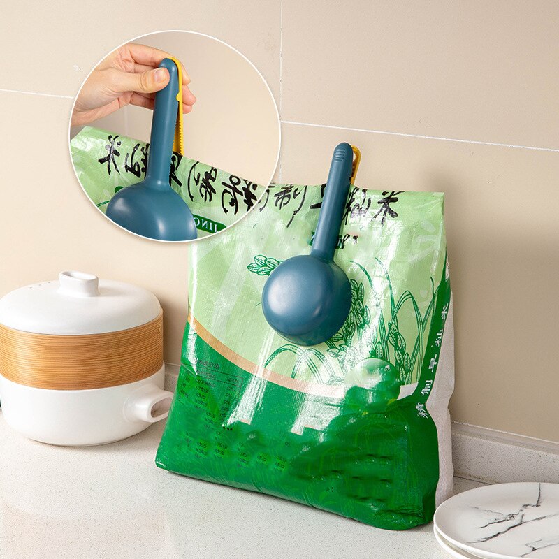 Kitchen Rice Scoop Home Rice Shove Plastic Spoon Rice Measuring Cup Flour Spoon With Clip Home Spoon Utensils Cooking Accessorie
