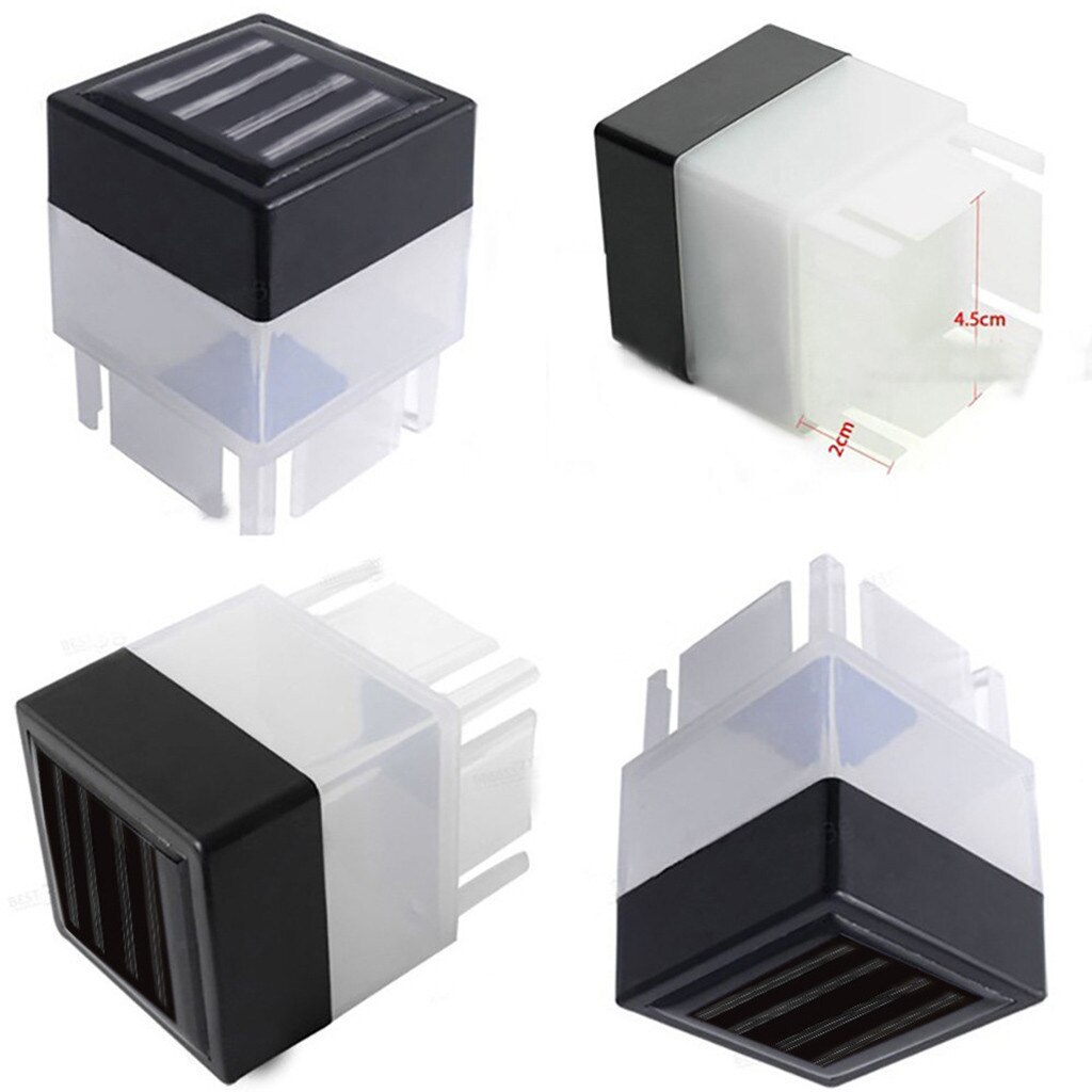 4 X Zonne-energie Omheining Led Wit Licht Solar Powered Outdoor Led Vierkante Hek Licht Tuin Landschap Post Dek lamp # G30