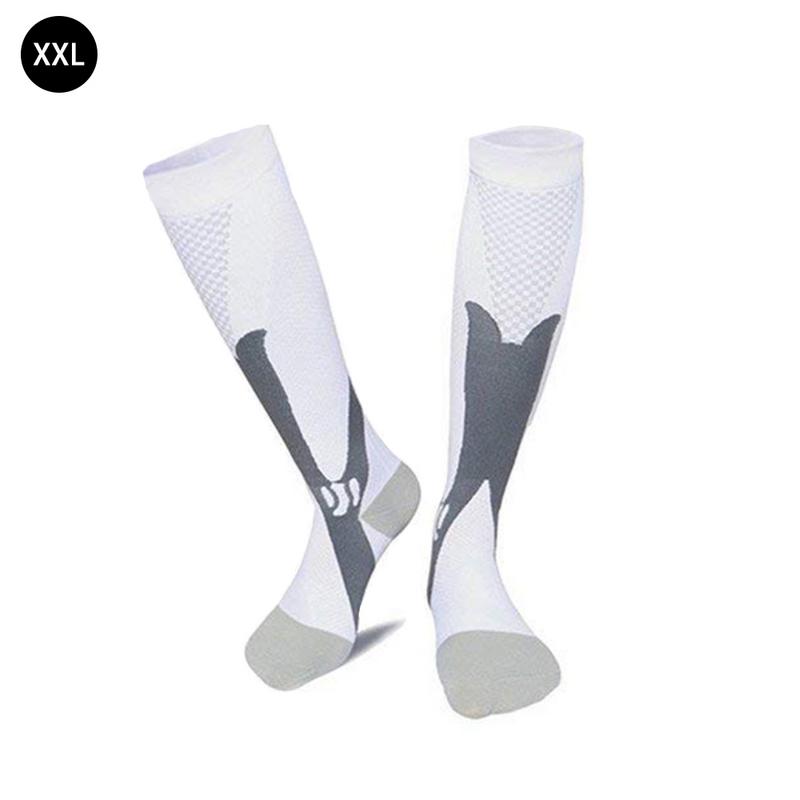 Skarpety uciskowe o wysokiej elastyczności mocne krążenie ciśnienia jakość kolana wysokie wsparcie ortopedyczne skarpety węża: White / L XL