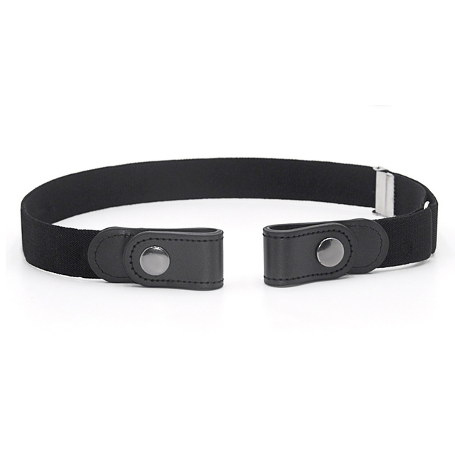 Cinturón elástico sin hebilla para hombre y mujer, cinturón fácil de estirar, sin hebilla, DIY: black