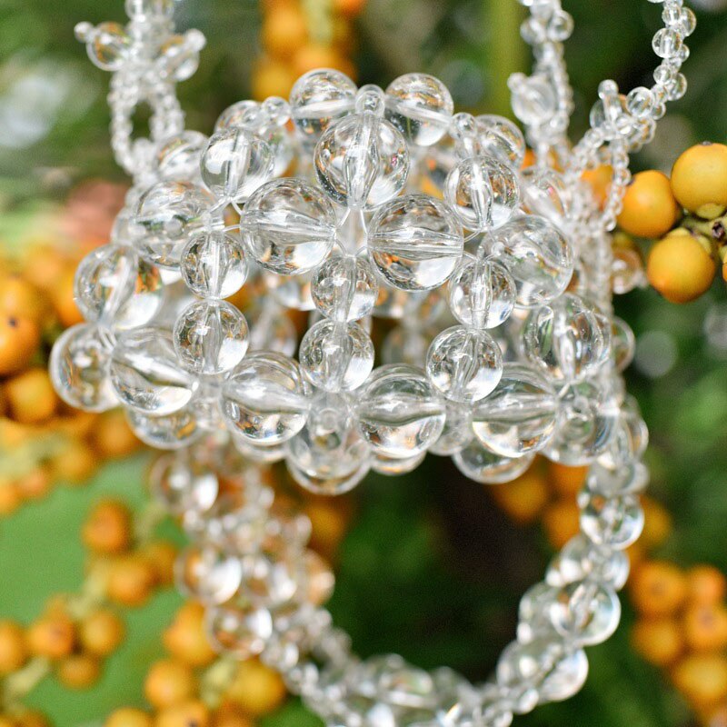 Transparent Shell Bag Independent Lipstick Bag Size Beads Handmade Mini Bead Bag (Three Shoulder Straps + One Hand Strap)