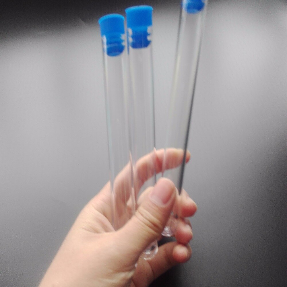 30 Pcs Clear Plastic Test Tube With blue Cap 16x150mm U-shaped Bottom Long Transparent Test Tube Lab School Educational Supplie