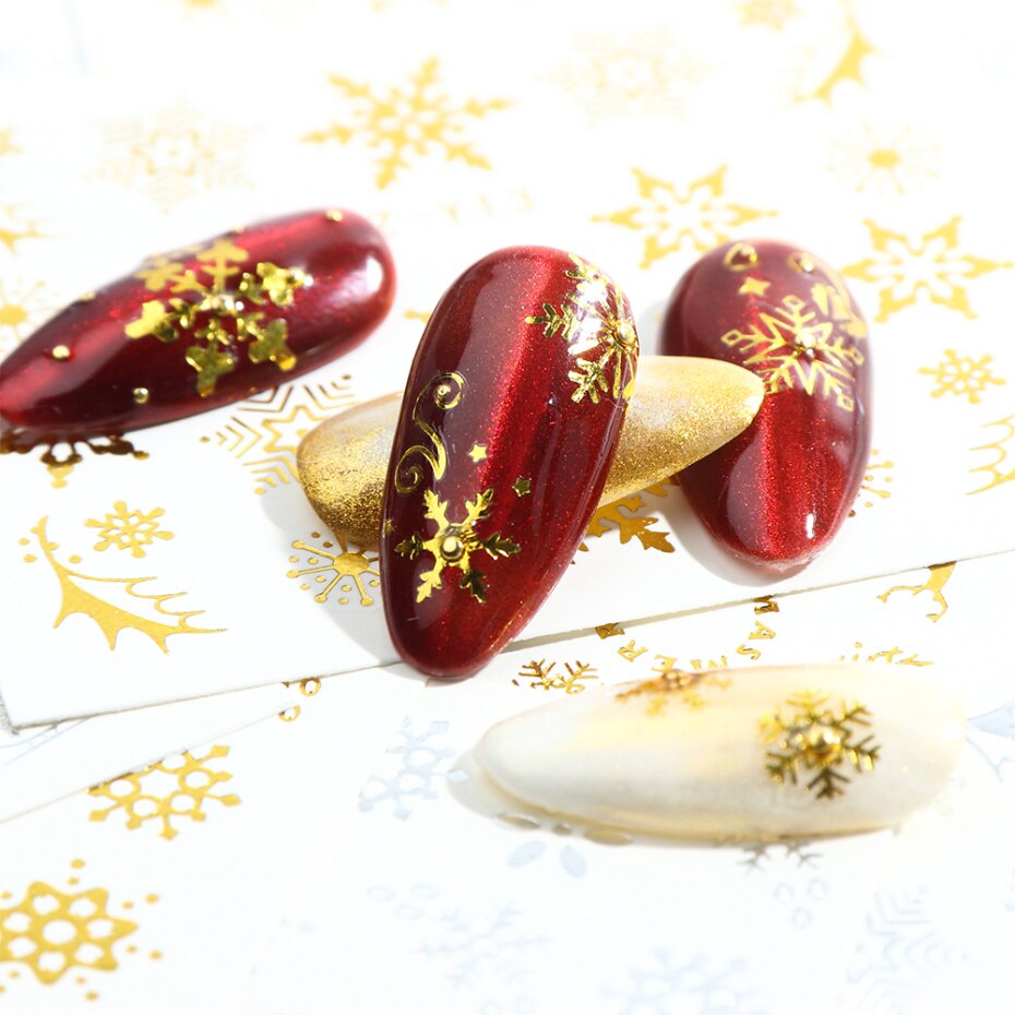 1 st guld silver jul nagelkonst klistermärken vinter snö blomma skjutreglage vatten dekaler för naglar manikyr verktyg lastz-ya -2