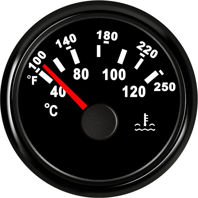 Sensor de temperatura Digital para coche y Moto, medidor de temperatura del agua de 52mm, 12V y 24V, termómetro LED rojo resistente al agua de 40 a 120 grados: Black