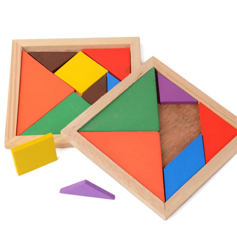 Kleurrijke Houten Puzzel Speelgoed Sorteren Nestelen Kid Brain Traning Mentale Ontwikkeling Tangram Educatief Speelgoed Voor Kinderen