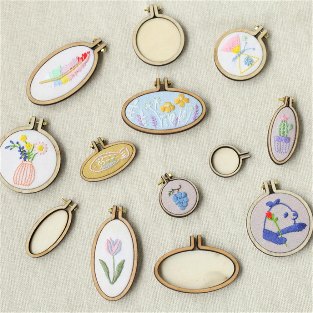 DIY Cross Stitch Sewing Hoop Handmade Stitches Crafts Tool Mini Wooden Hoop Ring Embroidery Fixed Frame