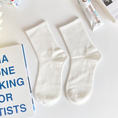 Lolita – chaussettes blanches en dentelle pour femmes, en coton, avec nœud en cœur, style JK: Short Elastic