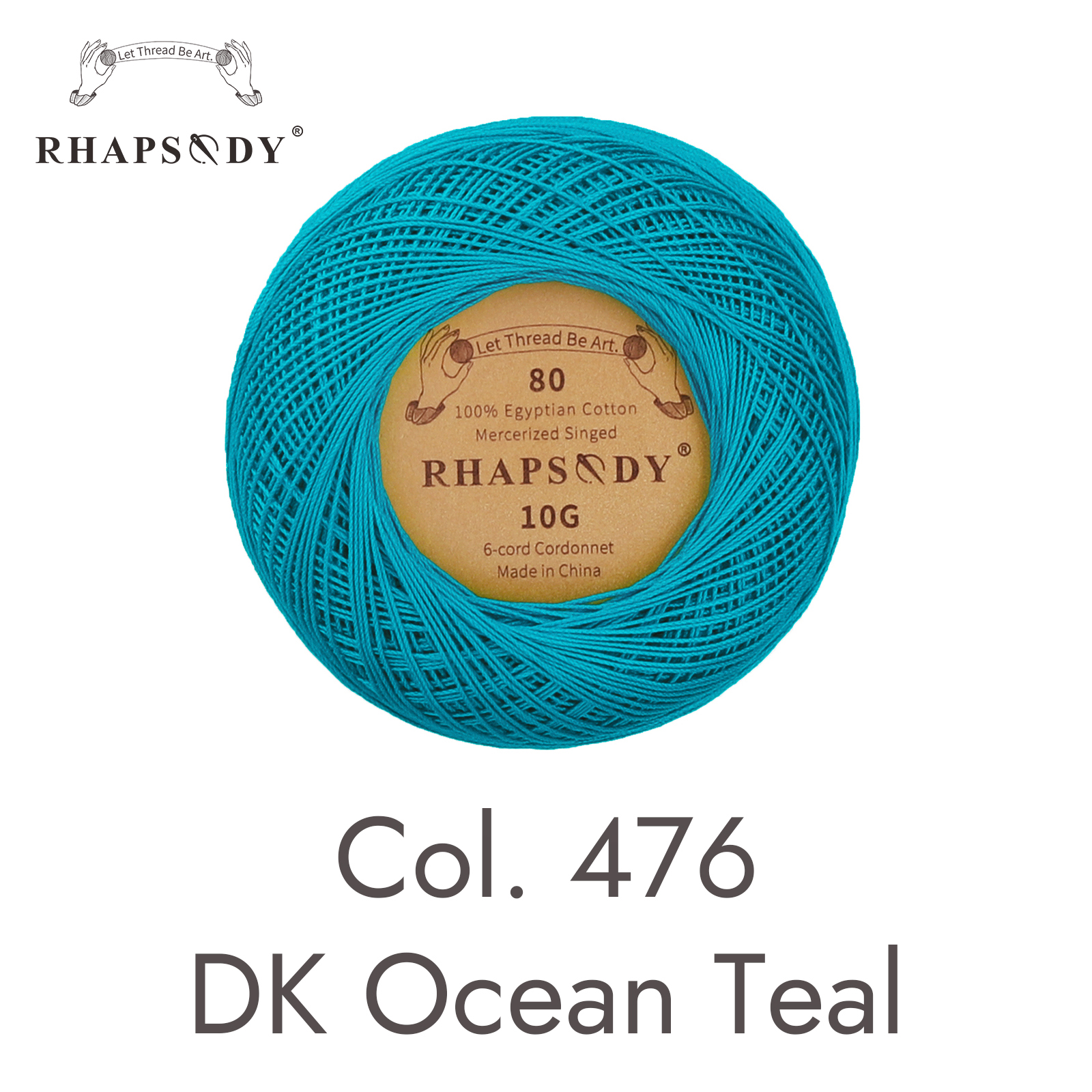 Rhapsody-hilo de algodón perlado Premium, tamaño 80, 184yd, 10 gramos cada bola para todo tipo de tejer, ganchillo y tatuajes